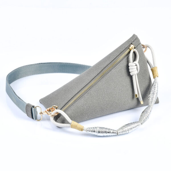 Prism Süet Üçgen Form Çanta (Gri) - Image 4